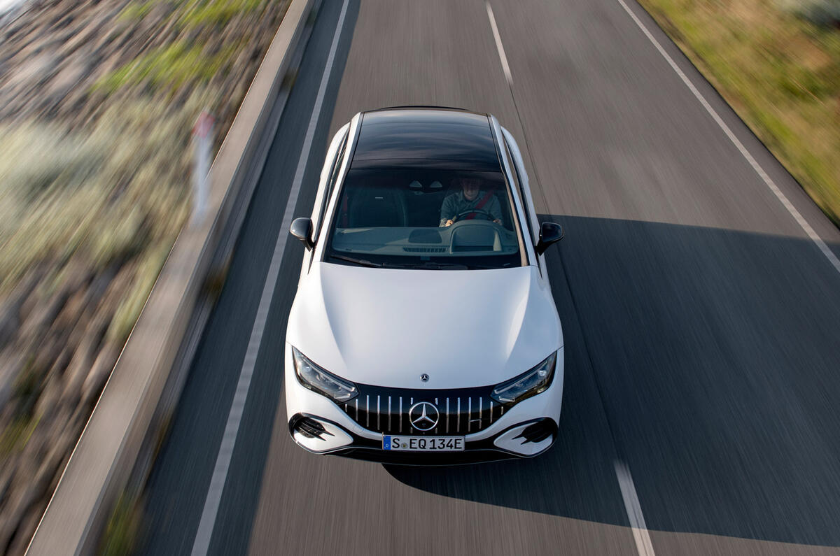 92 Mercedes AMG EQE53 official reveal tracking aerial 92 Mercedes AMG EQE53 official reveal tracking aerial