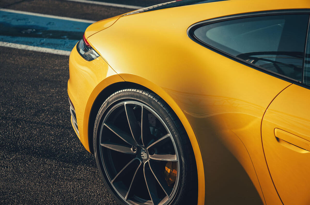 2019 Porsche 911 Carrera S track drive - rear three quarters