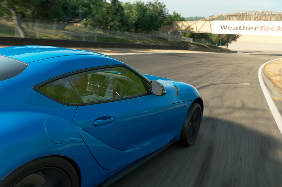 Toyota Supra simulator road test - Laguna Seca tracking bridge