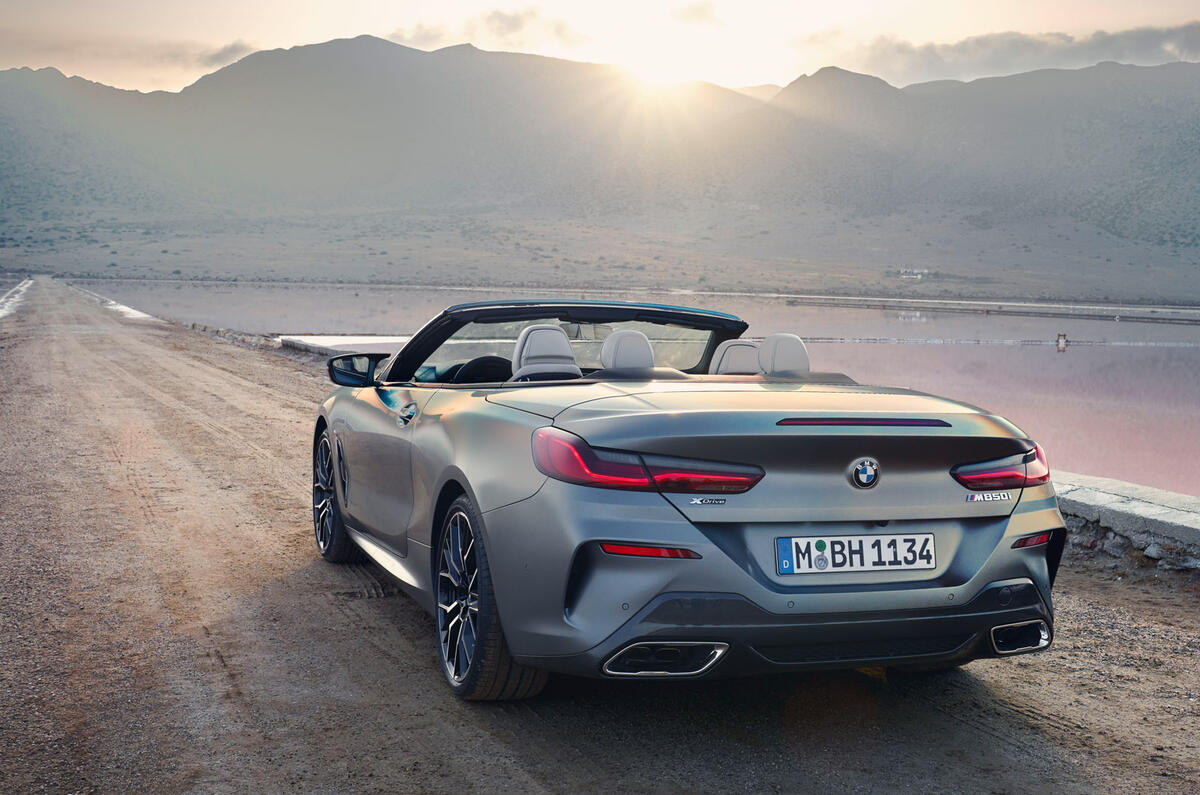 93 2022 BMW 8 Series refresh convertible tracking rear 93 2022 BMW 8 Series refresh convertible tracking rear