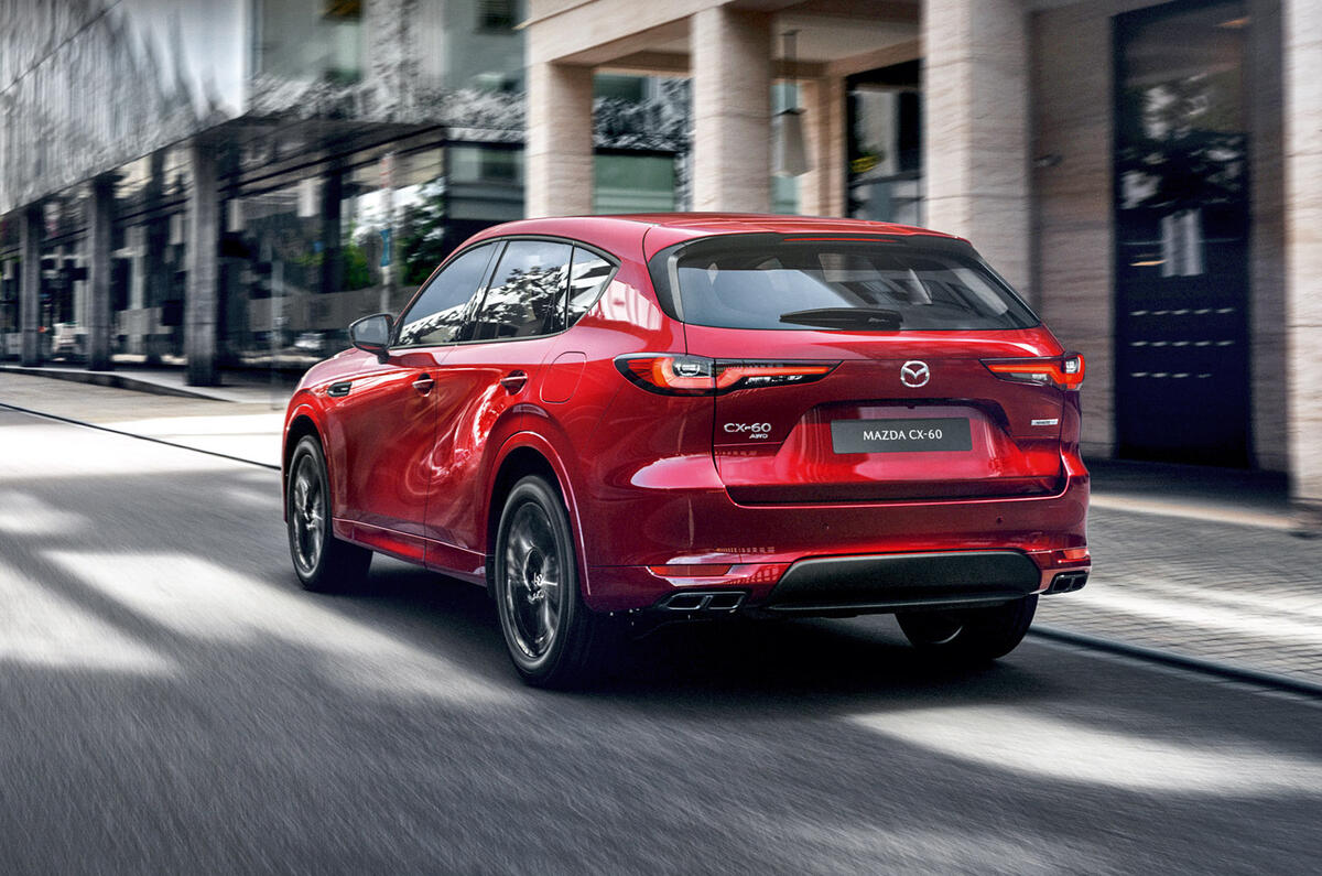93 Mazda CX 60 2022 official reveal images on road rear 93 Mazda CX 60 2022 official reveal images on road rear
