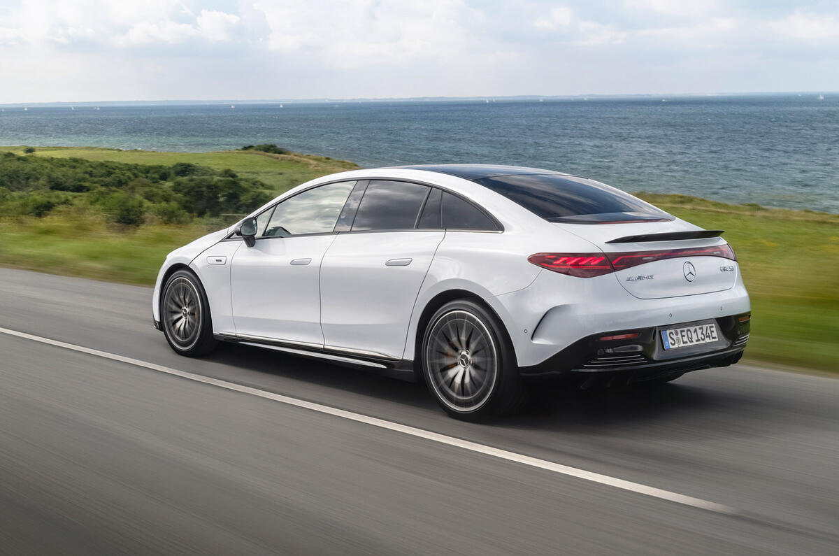 93 Mercedes AMG EQE53 official reveal tracking rear 93 Mercedes AMG EQE53 official reveal tracking rear