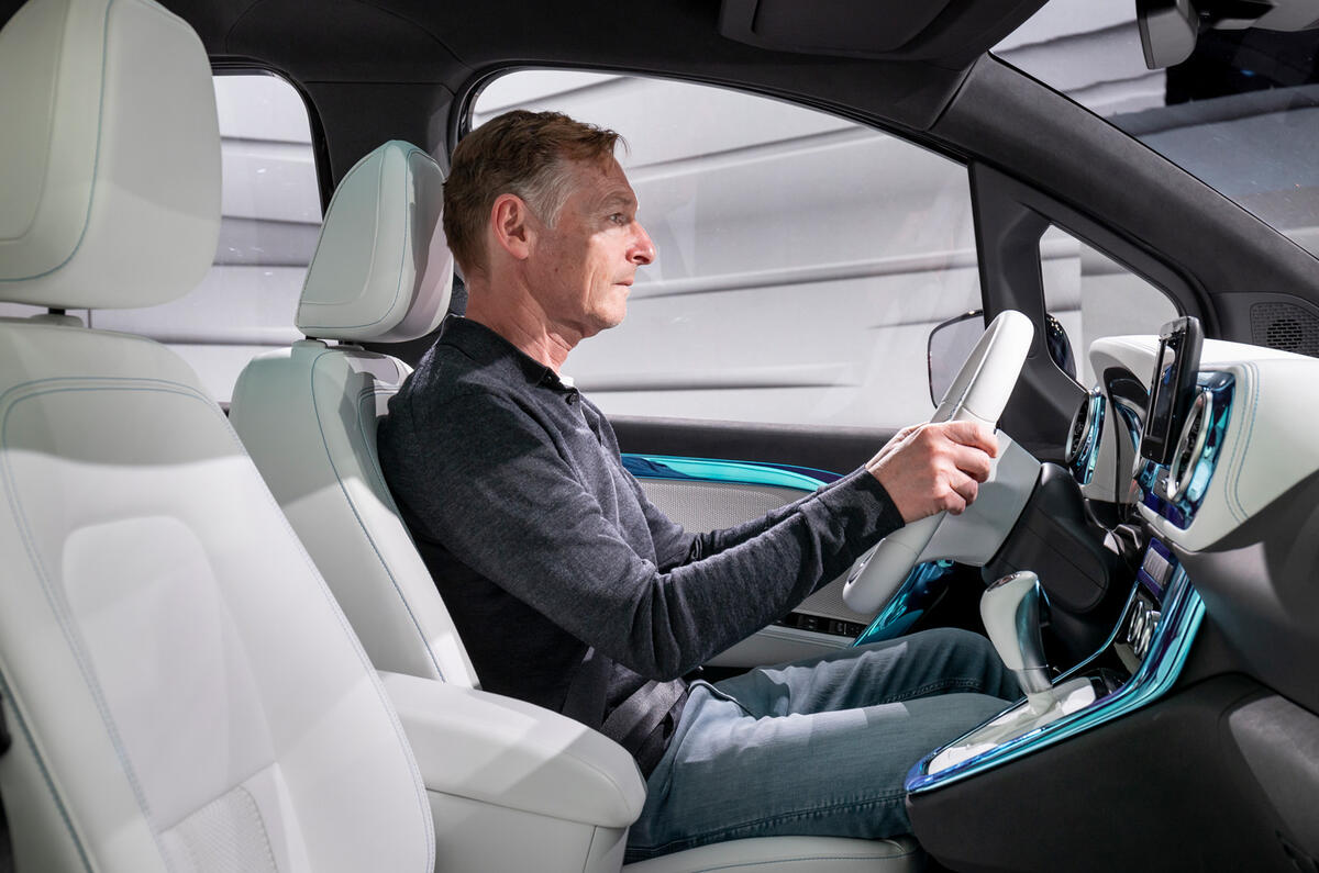 93 Mercedes Concept EQT official reveal GK drivers seat 93 Mercedes Concept EQT official reveal GK drivers seat