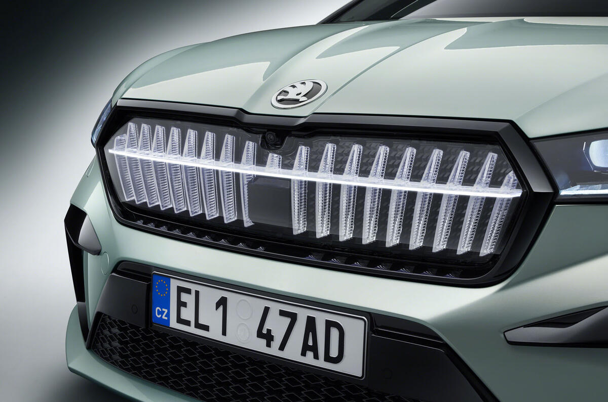 Skoda Enyaq official reveal images - studio front bumper Skoda Enyaq official reveal images - studio front bumper
