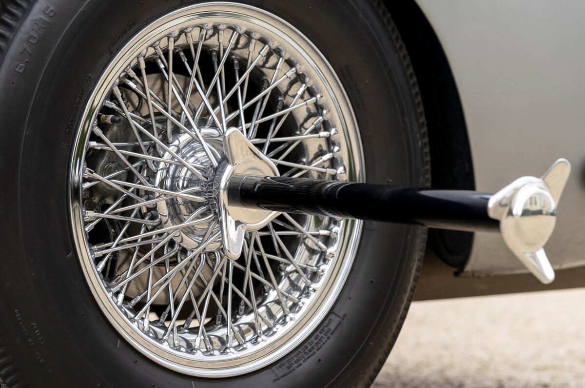 94 Aston Martin DB5 Goldfinger road test 2021 wheel spikes 94 Aston Martin DB5 Goldfinger road test 2021 wheel spikes