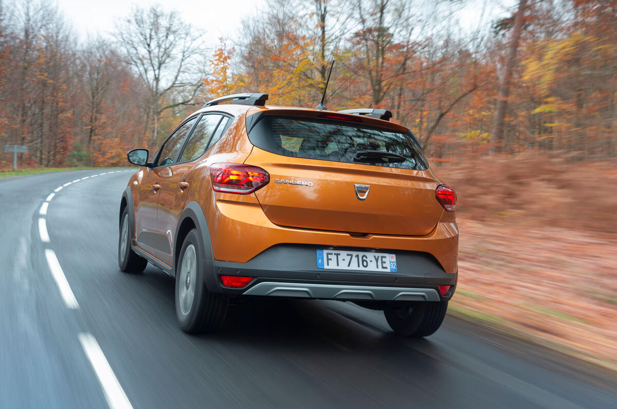 Dacia Sandero Stepway 2021 UK official images - rear Dacia Sandero Stepway 2021 UK official images - rear
