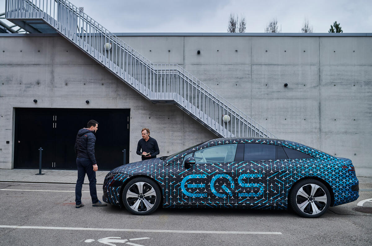 94 Mercedes Benz EQS prototype ride 2021 talking