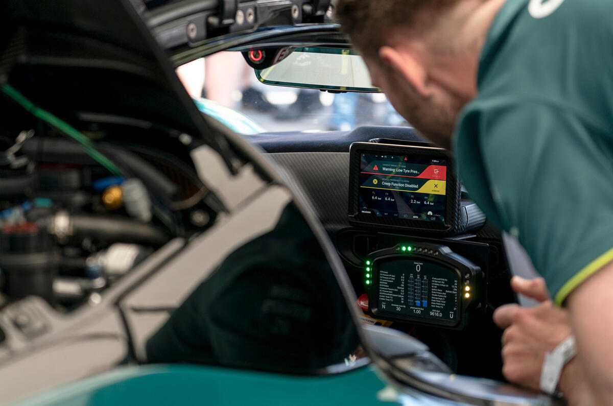 95 Aston Martin Valkyrie Goodwood passenger ride setup 95 Aston Martin Valkyrie Goodwood passenger ride setup