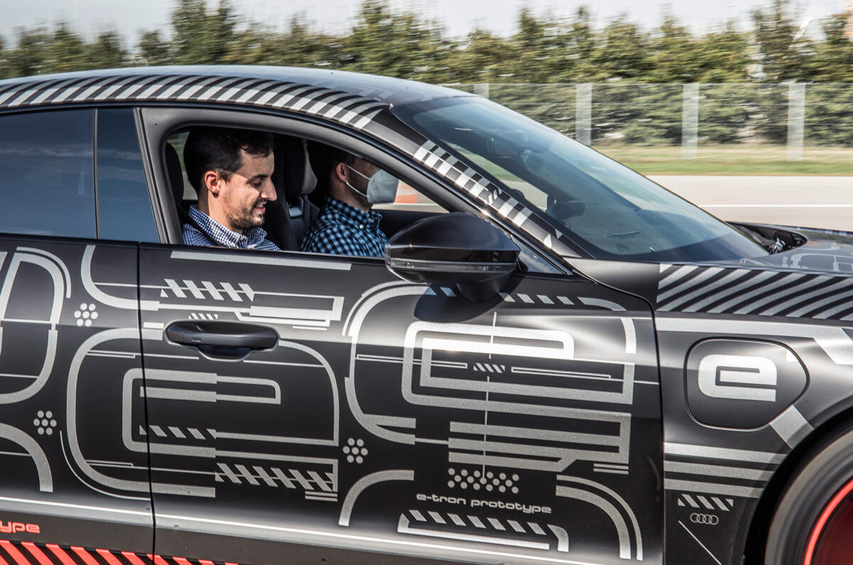 Audi E-tron GT camo track driving - ride