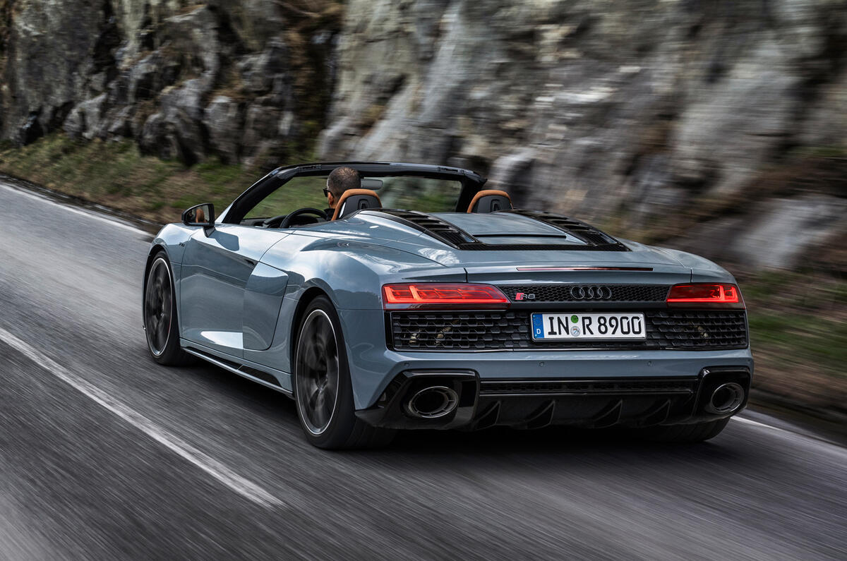 95 Audi R8 Performance RWD 2021 official images roadster tracking rear