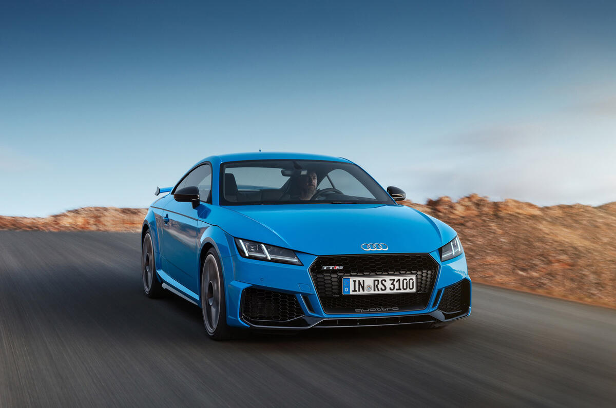 Audi TT RS 2019 facelift - official press images - on the road front