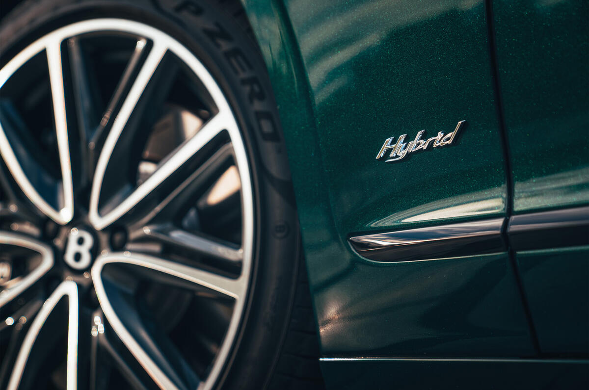95 Bentley Flying Spur PHEV 2021 official images hybrid badge 95 Bentley Flying Spur PHEV 2021 official images hybrid badge
