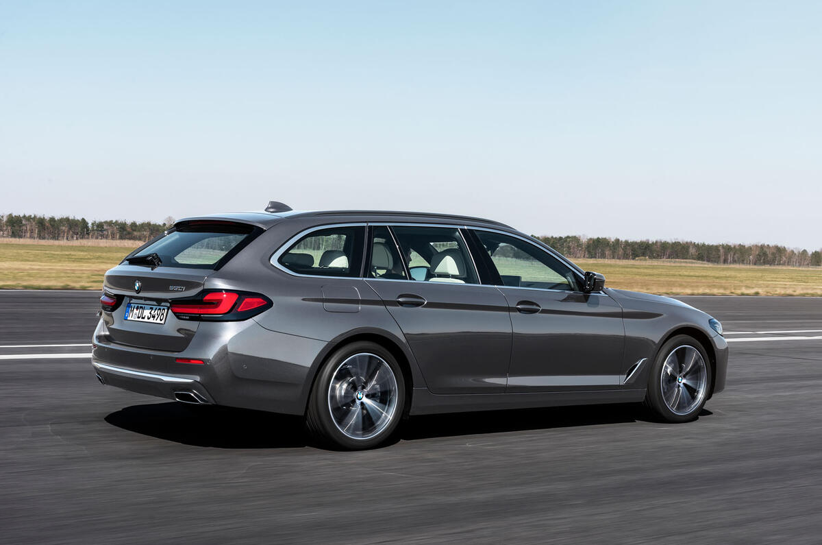 BMW 530i Touring 2020 facelift official images - tracking rear BMW 530i Touring 2020 facelift official images - tracking rear