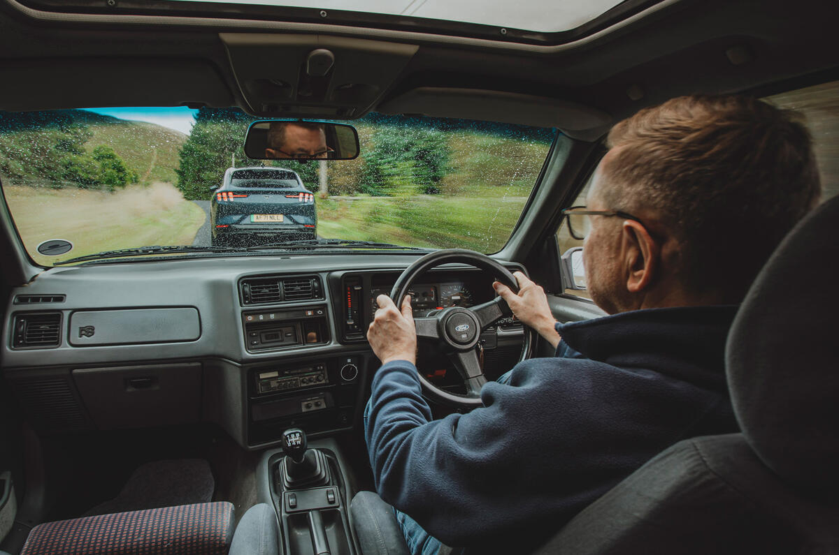 95 Ford Mustang Mach e vs Sierra Cosworth JC driving 95 Ford Mustang Mach e vs Sierra Cosworth JC driving