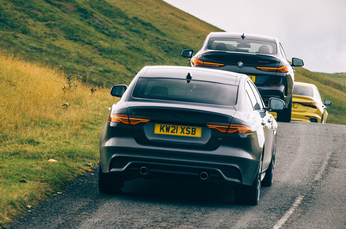 95 Jaguar XE vs M235iGC vs S3 trio rear 95 Jaguar XE vs M235iGC vs S3 trio rear