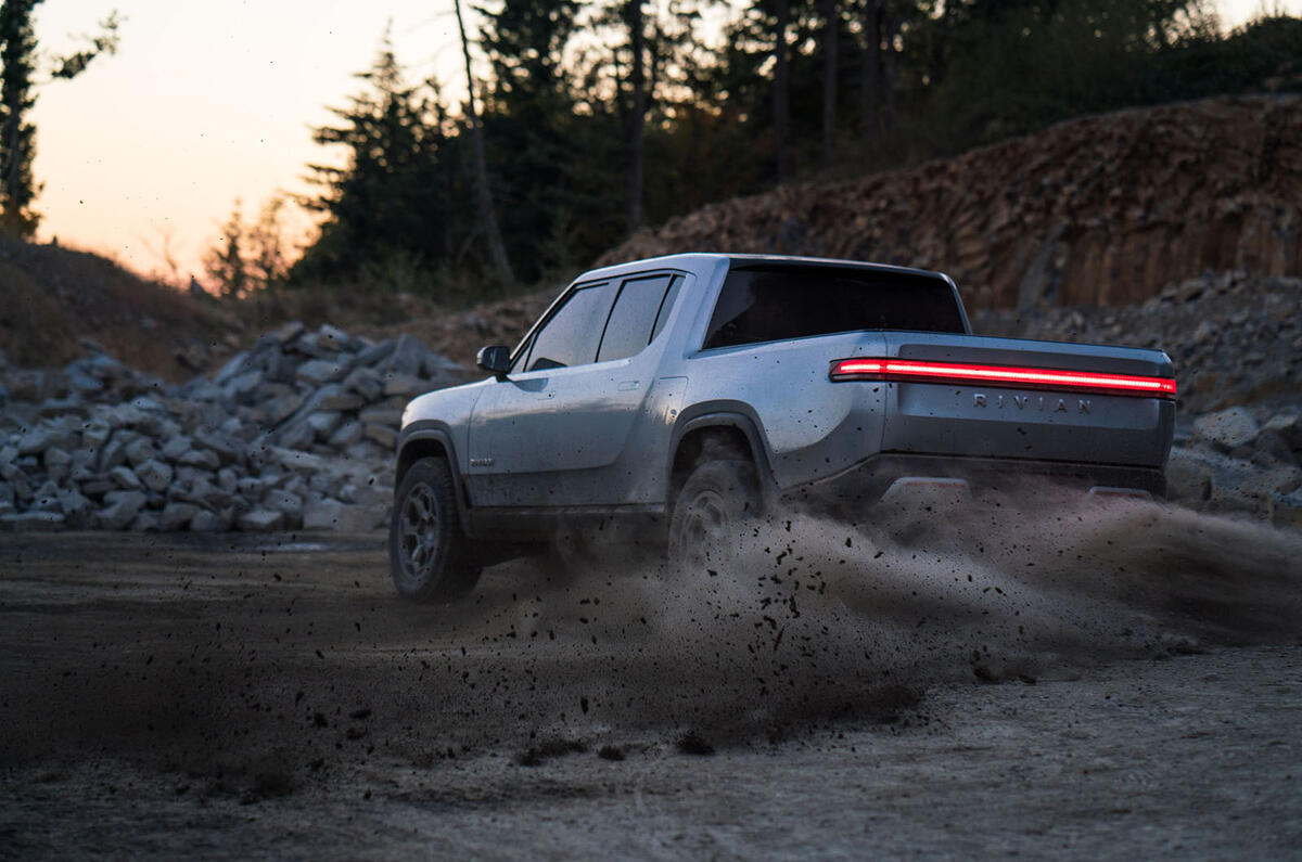 Rivian R1T official reveal - kicking up dirt