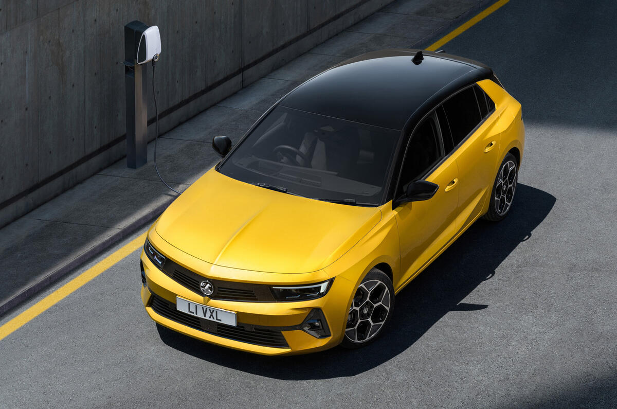 95 Vauxhall Astra 2022 official images aerial front 95 Vauxhall Astra 2022 official images aerial front