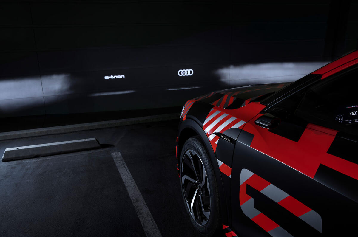 Audi E-tron Sportback prototype matrix headlights - logos