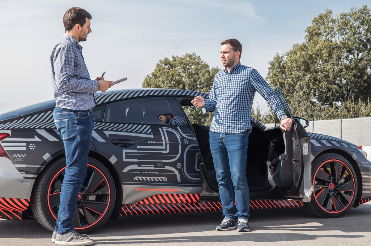 Audi E-tron GT camo track driving - interview