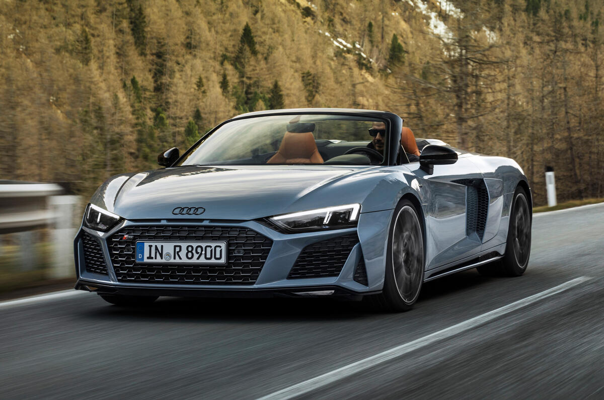 96 Audi R8 Performance RWD 2021 official images roadster tracking front