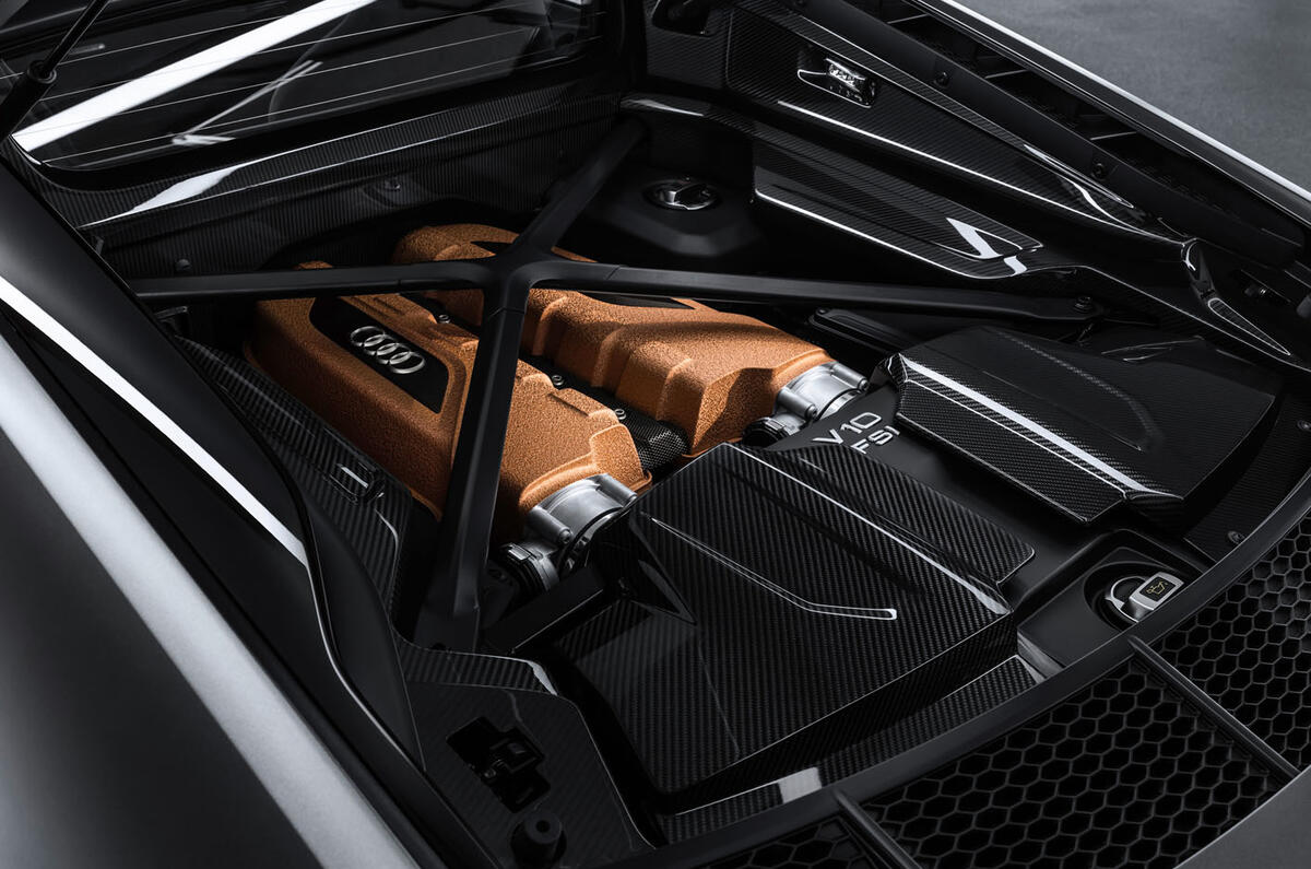 Audi R8 V10 Decennium official press images - engine cover