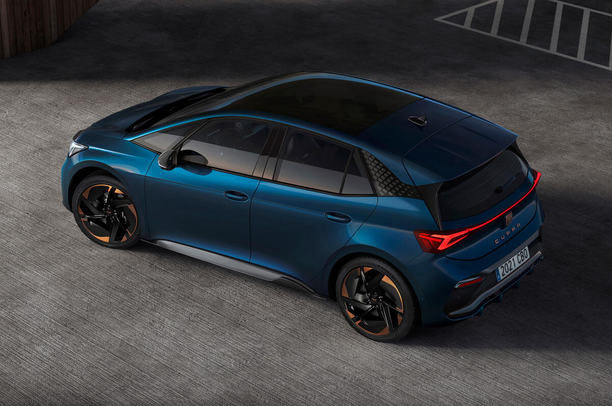 96 Cupra Born 2021 official reveal aerial rear 96 Cupra Born 2021 official reveal aerial rear