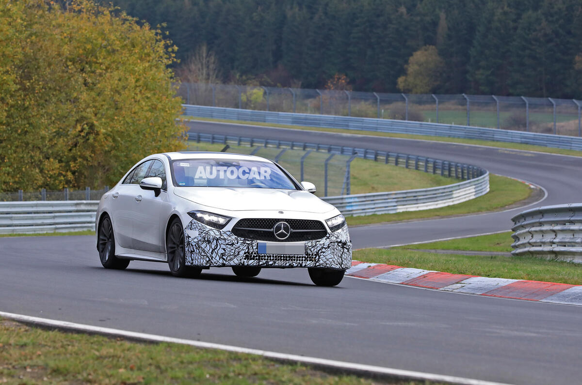 2021 Mercedes-Benz CLS spy photos - on track front 2021 Mercedes-Benz CLS spy photos - on track front