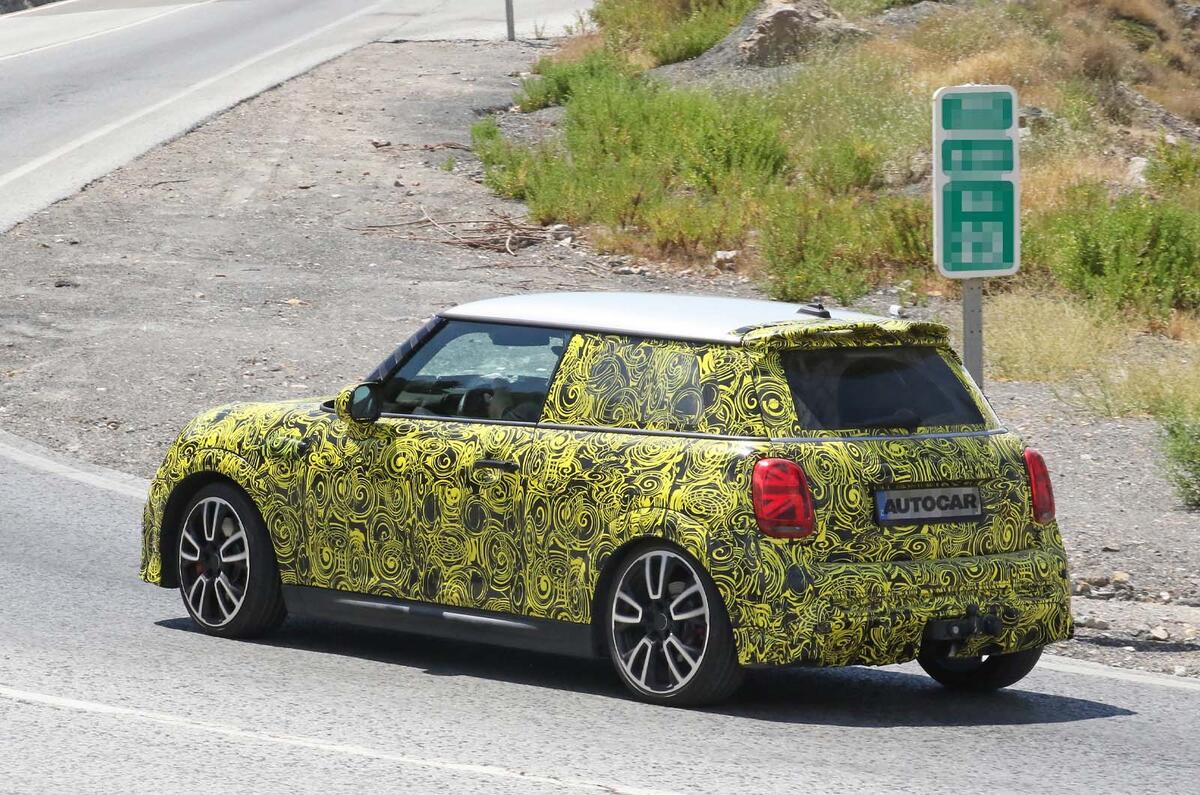 Mini Cooper JCW camo 2022 rear quarter tracking Mini Cooper JCW camo 2022 rear quarter tracking