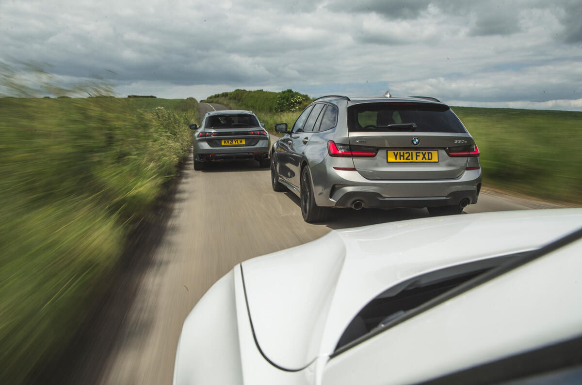 96 PHEV wagons triple test 2021 tracking trio rear