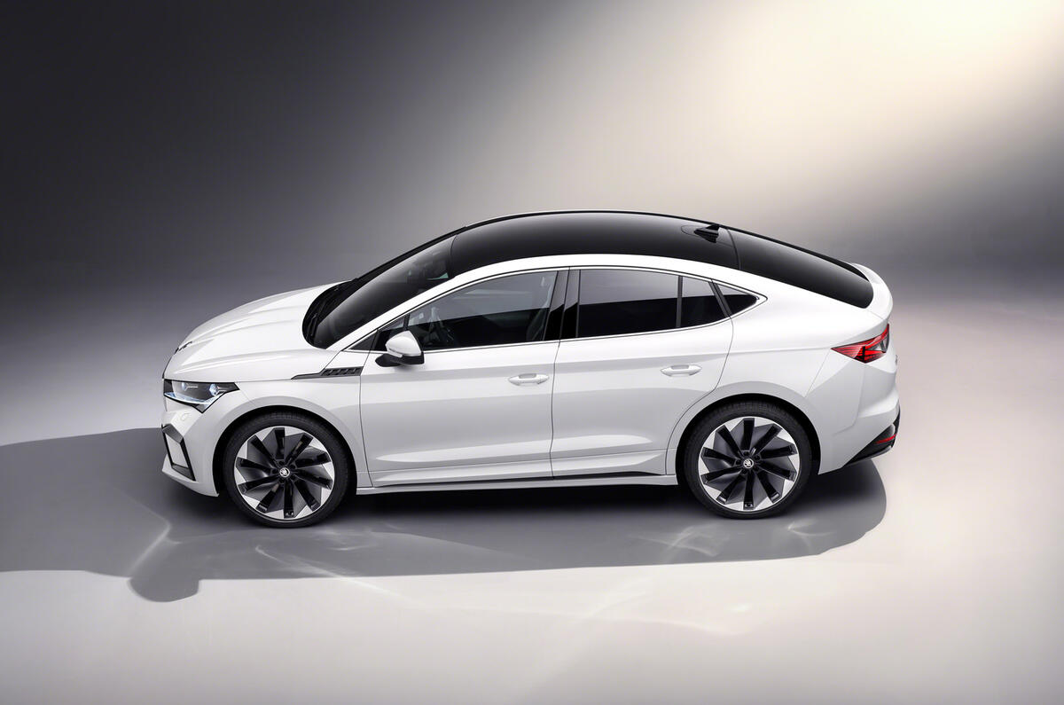 96 Skoda Enyaq coupe official studio side