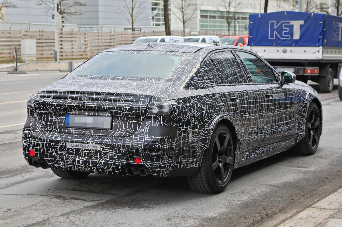 97 2024 BMW M5 hybrid spy images rear 97 2024 BMW M5 hybrid spy images rear