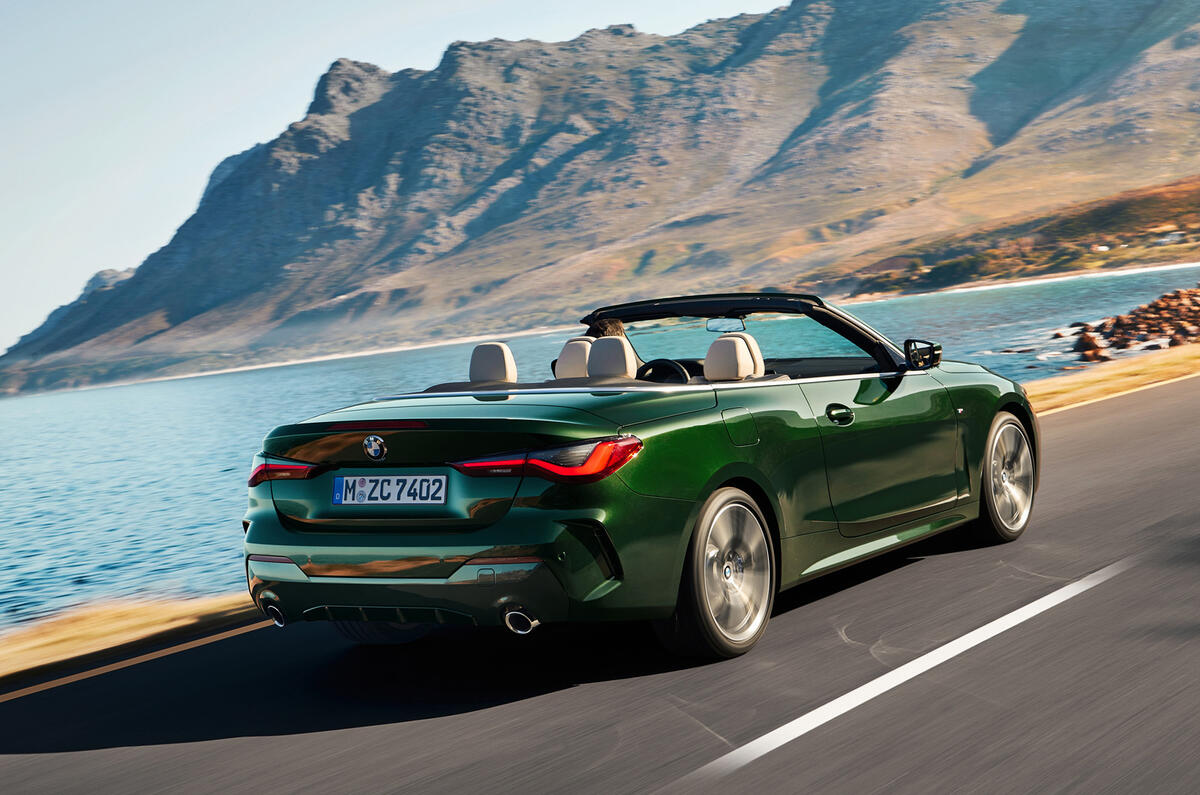 2021 BMW 4 Series Convertible official images - tracking rear 2021 BMW 4 Series Convertible official images - tracking rear