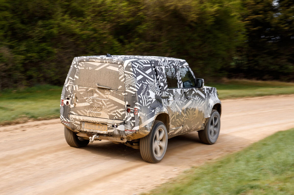 2020 Land Rover Defender prototype ride - hero rear