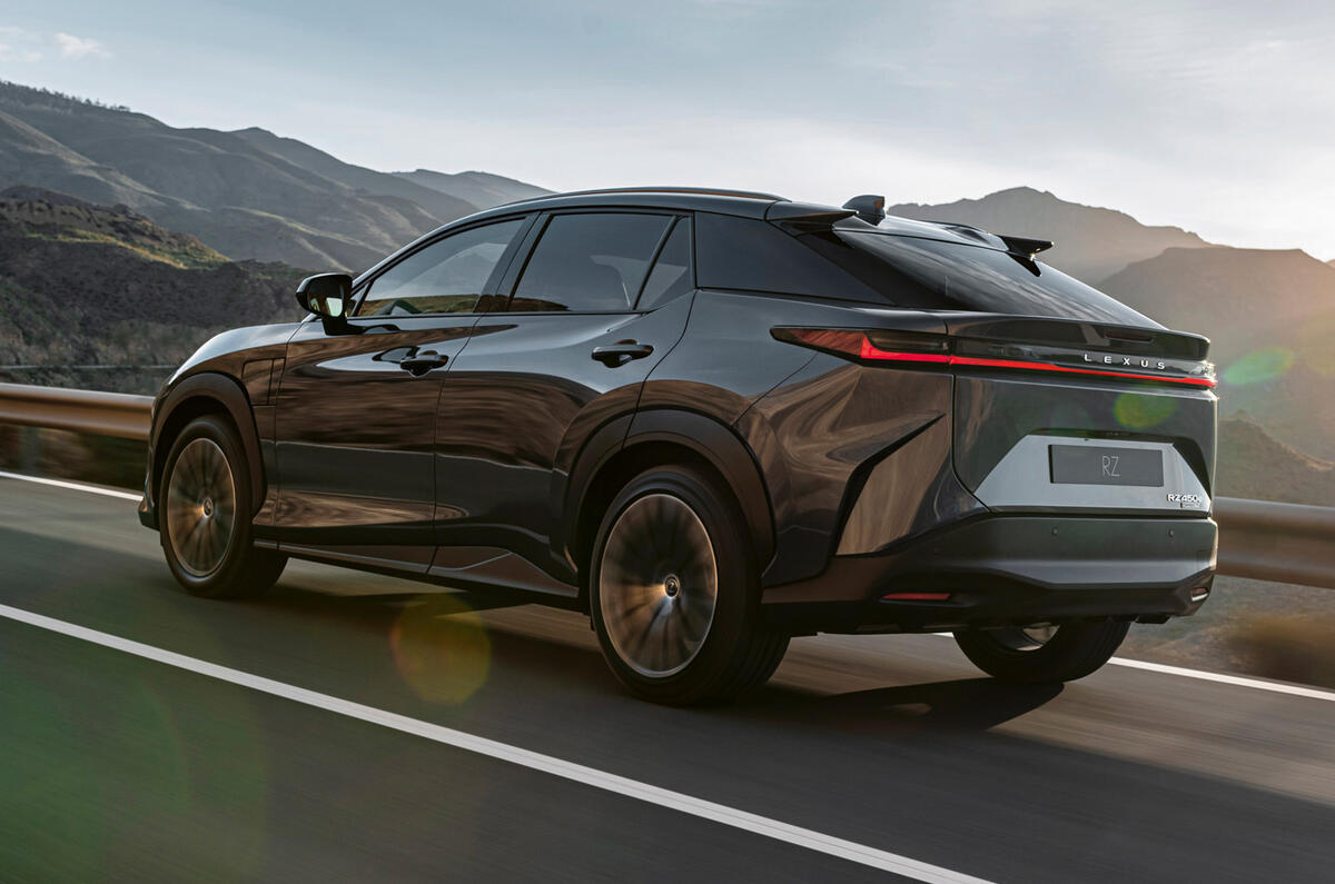 97 Lexus RZ 450e 2022 official reveal tracking rear 97 Lexus RZ 450e 2022 official reveal tracking rear