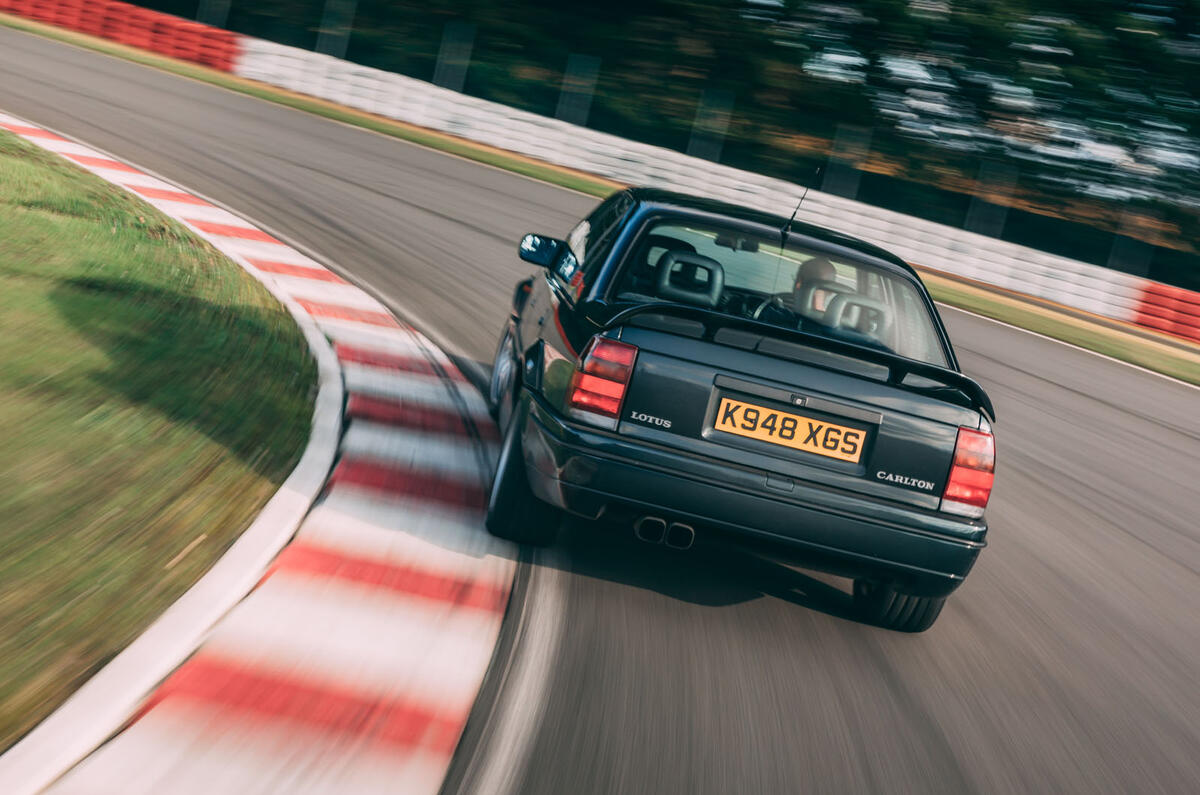 Lotus Carlton at 30 - tracking rear Lotus Carlton at 30 - tracking rear