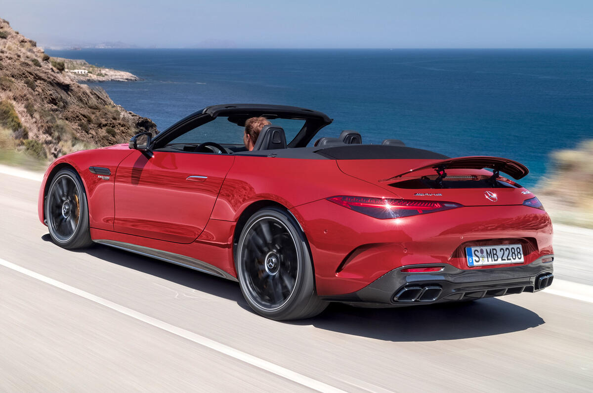 97 Mercedes SL 63 2021 official reveal images tracking rear
