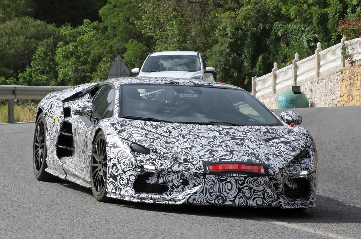 97 Lamborghini Aventador successor disguised front angle
