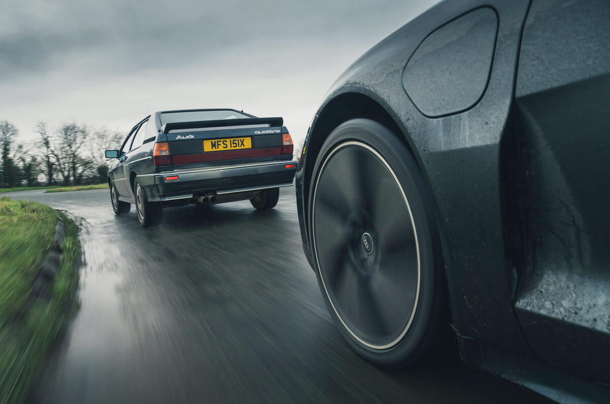 98 Audi quattro meets e tron gt chasing low 98 Audi quattro meets e tron gt chasing low