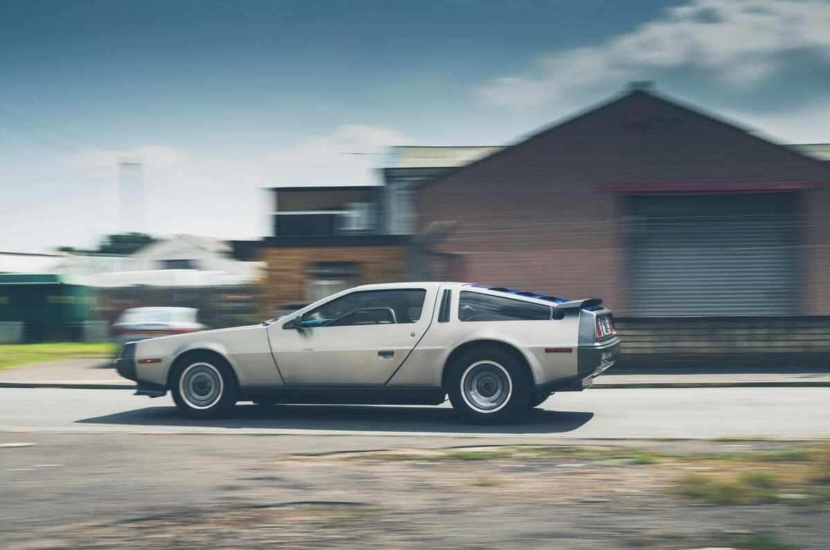 Driving a battery powered DeLorean - hero side