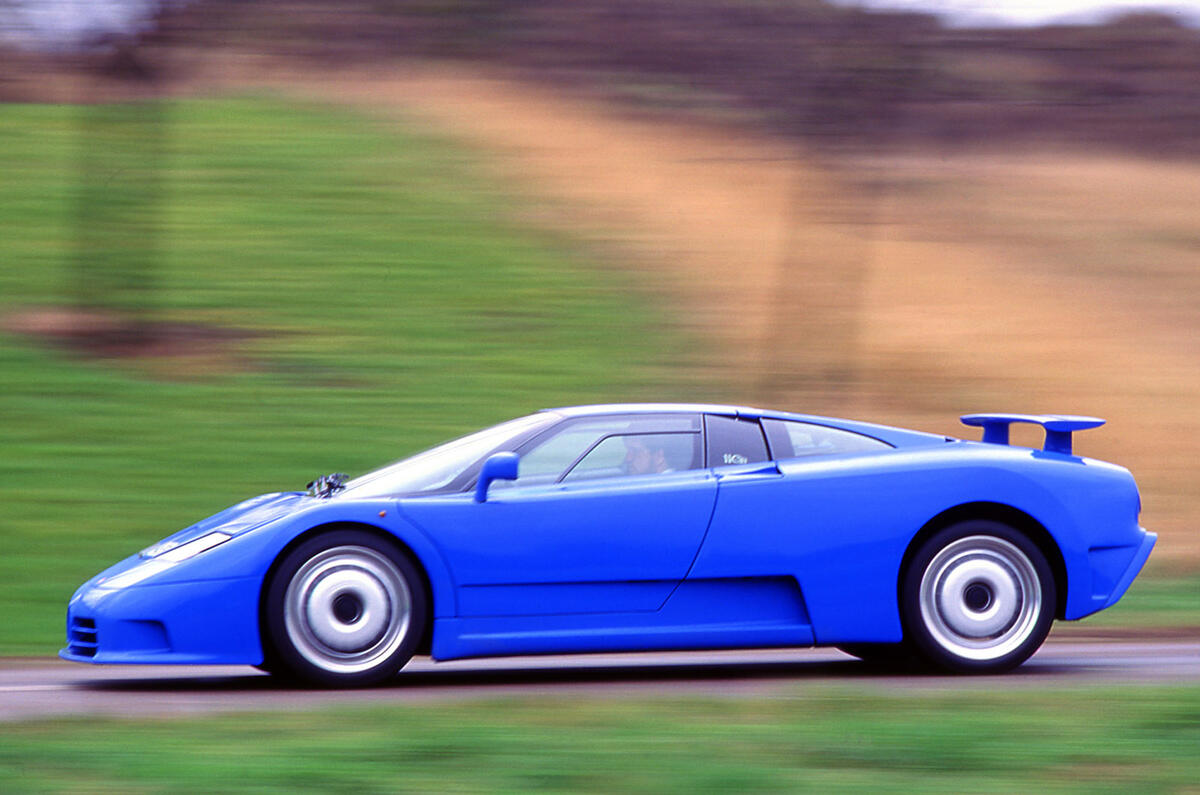 98 Bugatti EB110 GT greatest road tests side pan