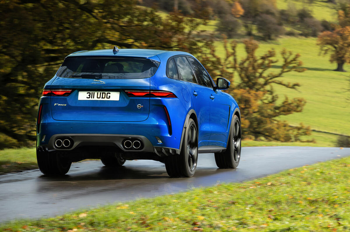 Jaguar F-Pace SVR MY2021 official reveal - hero rear Jaguar F-Pace SVR MY2021 official reveal - hero rear