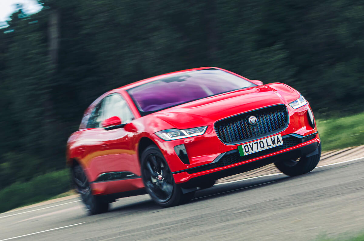 98 New VW ID3 vs used Jag I Pace cornering ipace