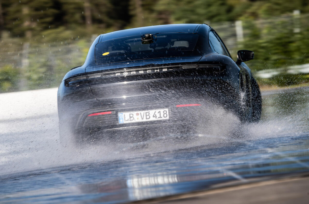 Porsche Taycan breaks electric drift record - official images - rear