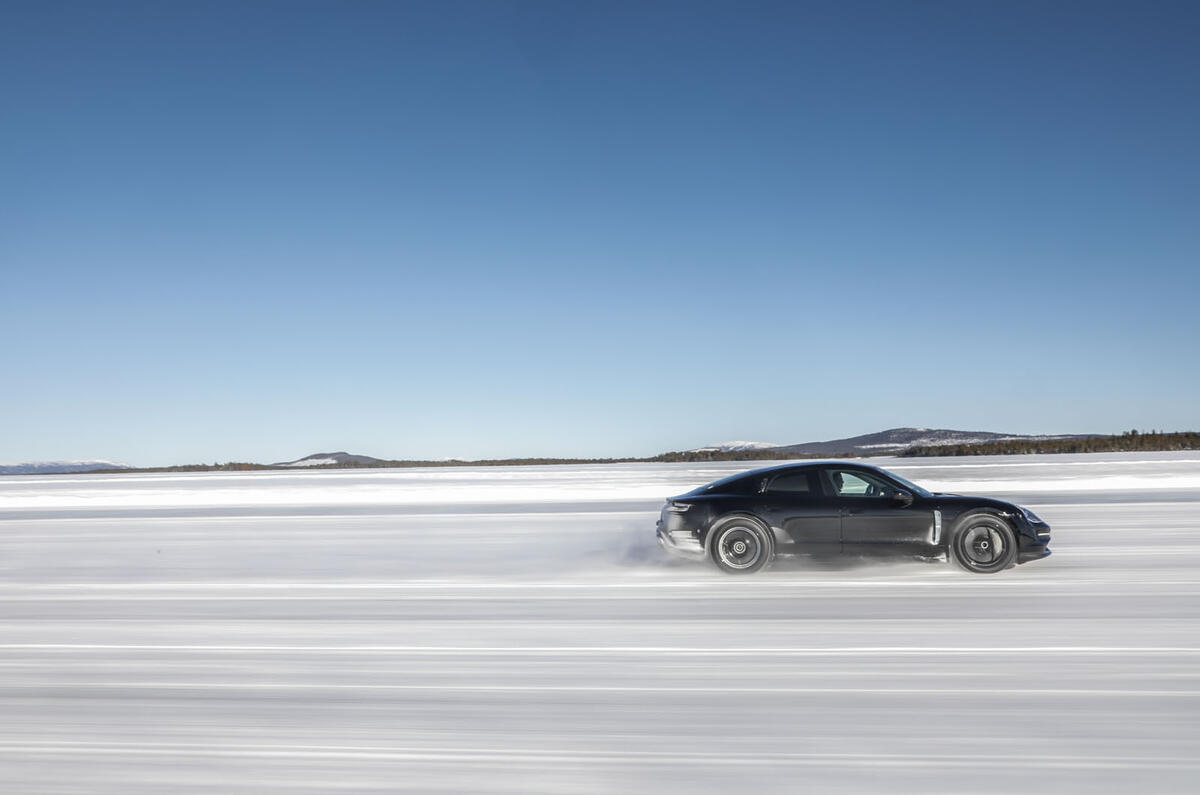 Porsche Taycan prototype ride 2019 - hero side