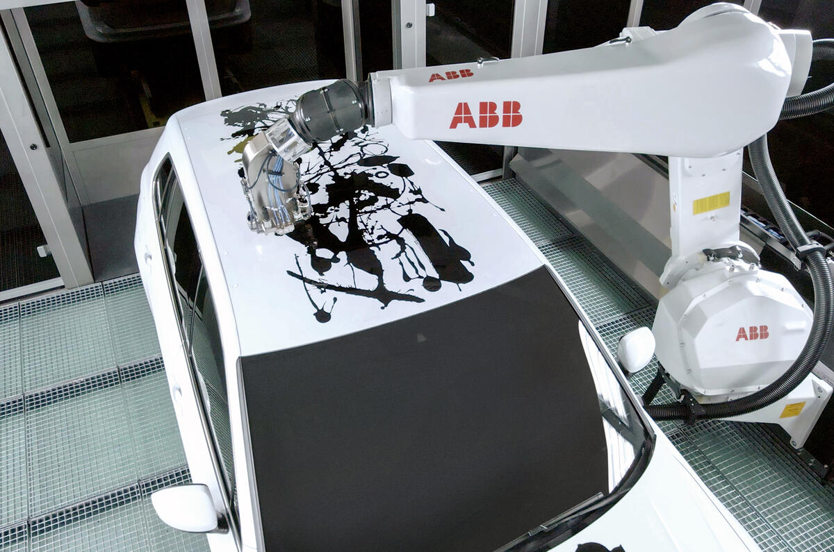 98 robotic art car roof painting
