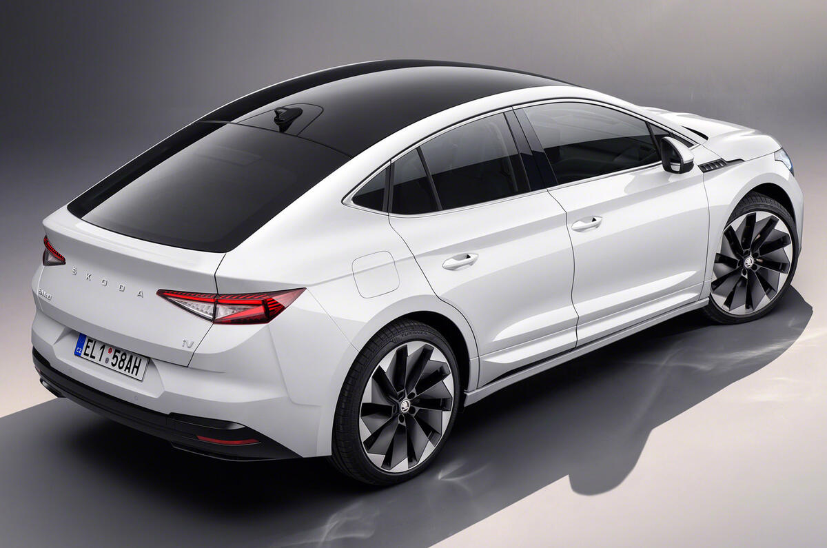 98 Skoda Enyaq coupe official studio static rear