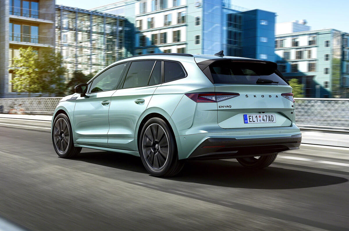Skoda Enyaq official reveal images - tracking rear Skoda Enyaq official reveal images - tracking rear