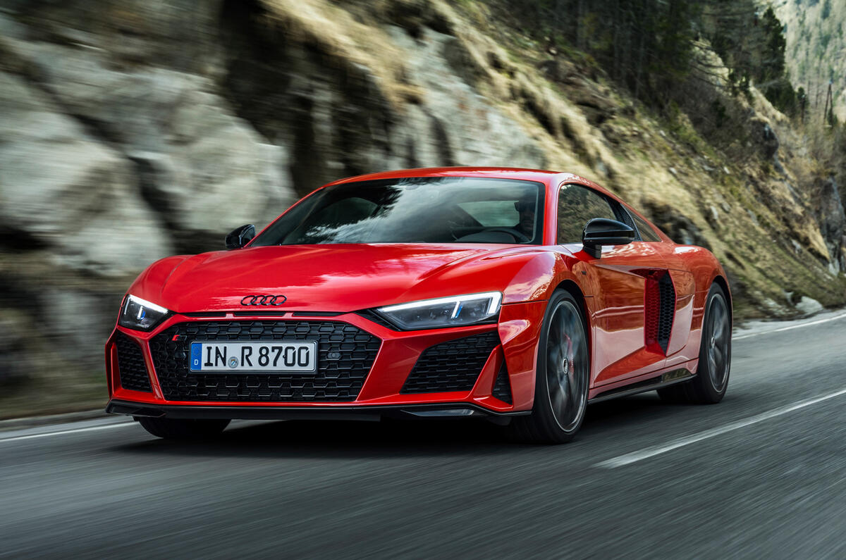 99 Audi R8 Performance RWD 2021 official images coupe tracking front