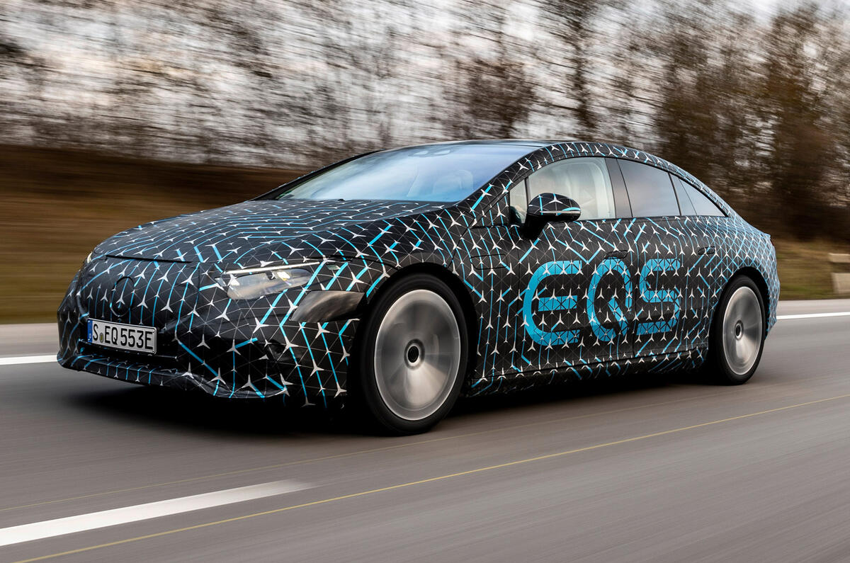99 Mercedes Benz EQS prototype ride 2021 hero front