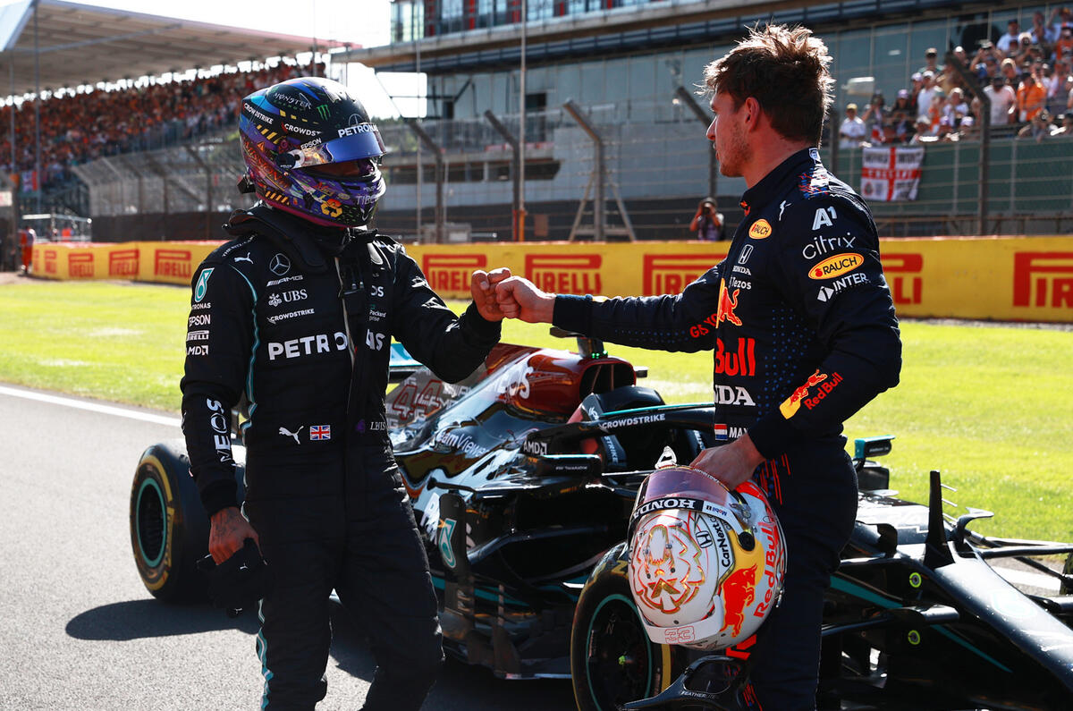 99 Racing Lines Hamilton Verstappen fist bump 99 Racing Lines Hamilton Verstappen fist bump